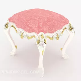 European Pink Cute Stool 3d model