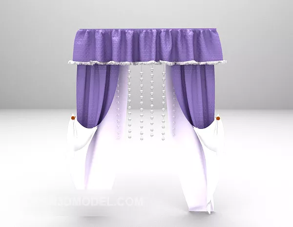 Grey Curtain Two Layers 3d model