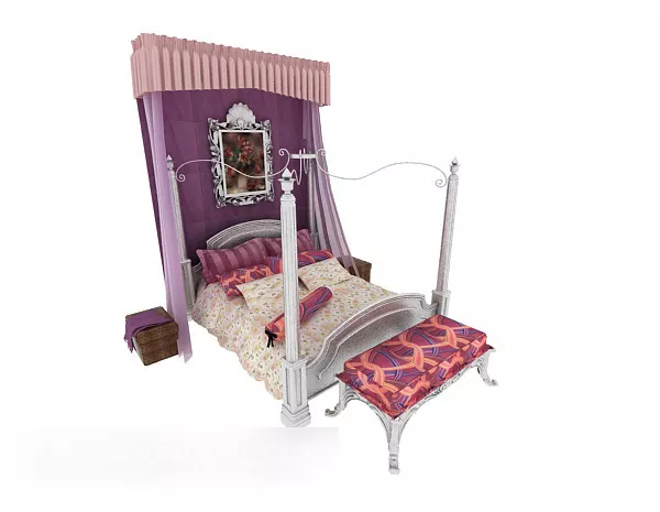 European Princess Room Purple Double Bed 3d model European Princess Room Purple Double Bed 3d model