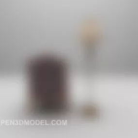Purple High Back Sofa Chair With Lamp 3d model
