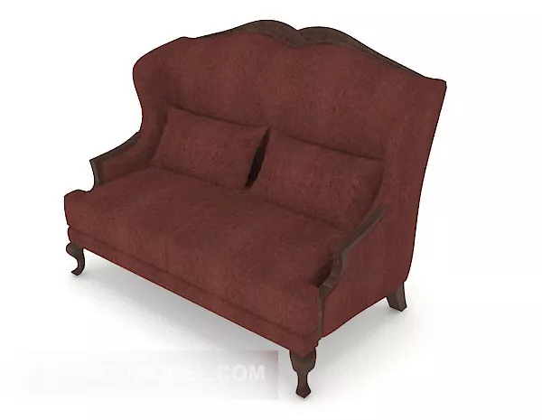 European Red Red Wooden Double Sofa 3d model European Red Red Wooden Double Sofa 3d model