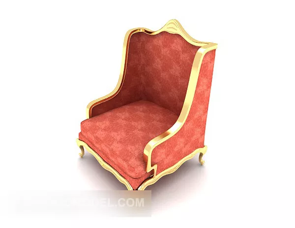 European Red Pattern Single Sofa 3d model European Red Pattern Single Sofa 3d model