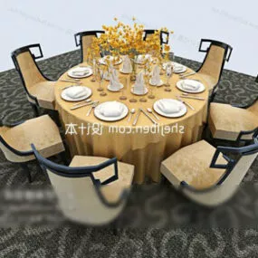 European Restaurant Small Round Table 3d model