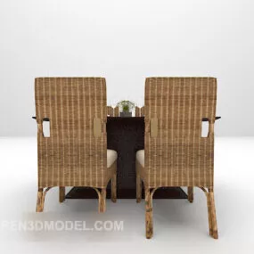 European Restaurant Table Dinning Set 3d model