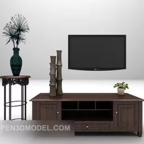 European Retro Tv Cabinet With Stool 3d model