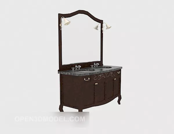 Large Rectangle Mirror With Drawer 3d model