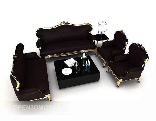 European Retro Brown Sofa Sets 3d model European Retro Brown Sofa Sets 3d model