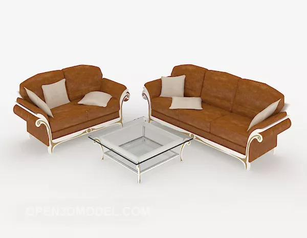 European Retro Brown Home Combination Sofa 3d model European Retro Brown Home Combination Sofa 3d model