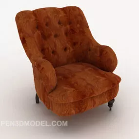 European Brown Single Sofa Wing Back 3d model