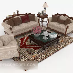 European Retro Sofa Sets 3d model