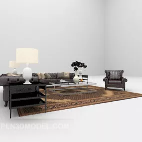 European Retro Sofa Furniture 3d model