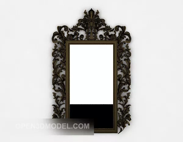 Asian Royal Big Mirror Carved Frame 3d model