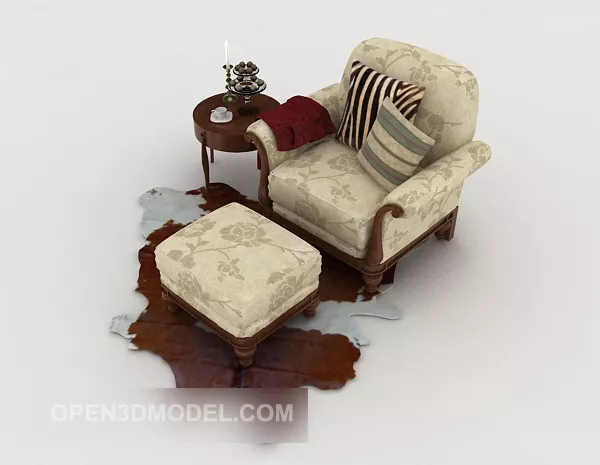 European Retro Patterned Brown Single Sofa 3d model European Retro Patterned Brown Single Sofa 3d model