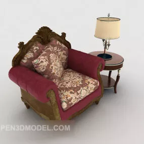 European Retro Red Single Sofa 3d model