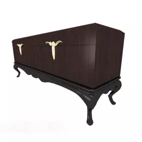 European Retro Walnut Side Cabinet 3d model
