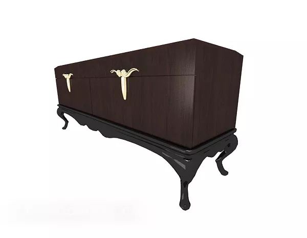 European Retro Walnut Side Cabinet 3d model European Retro Walnut Side Cabinet 3d model