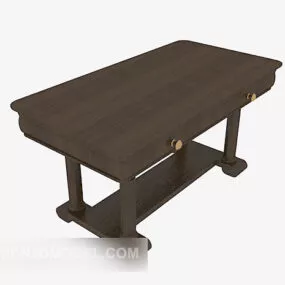 European Retro Solid Wood Side Table 3d model