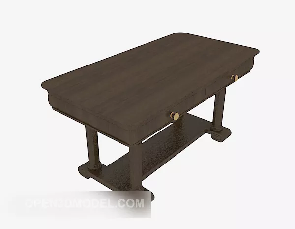 European Retro Solid Wood Side Table 3d model European Retro Solid Wood Side Table 3d model