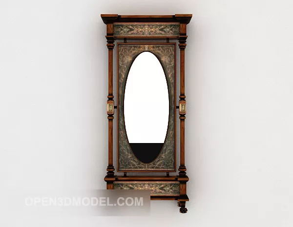 Oval Mirror With Carved Pattern 3d model