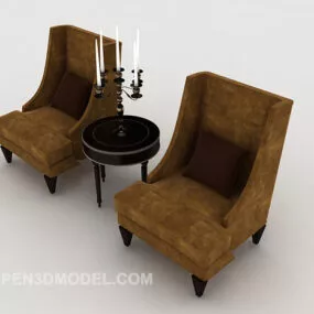 European Retro Table Chair V1 3d model