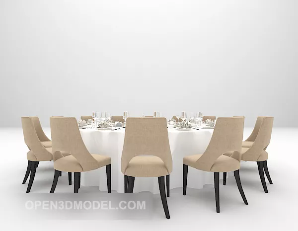 European Elegant Round Dining Table Chair 3d model European Elegant Round Dining Table Chair 3d model