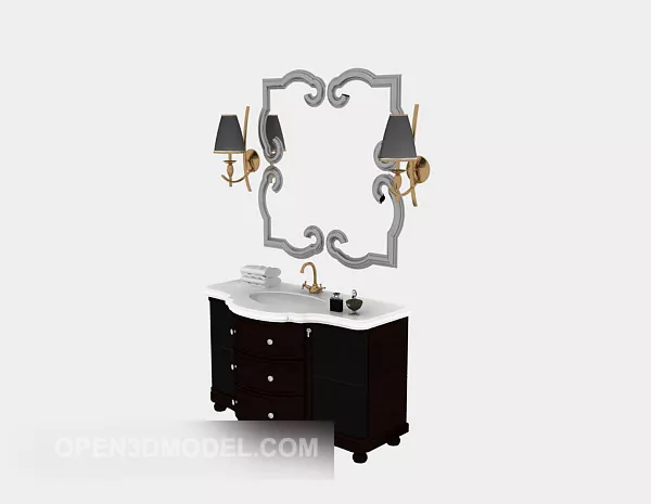 European Simple Black Dresser 3d model European Simple Black Dresser 3d model