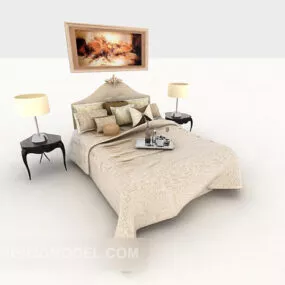 European Simple Double Bed 3d model