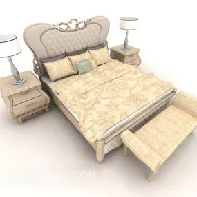 European Simple Home Bed 3d model