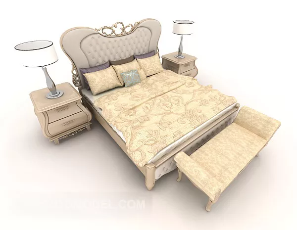 European Simple Home Bed 3d model European Simple Home Bed 3d model