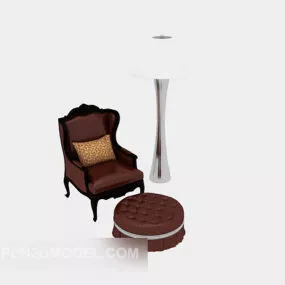 European Simple Leather Sofa 3d model