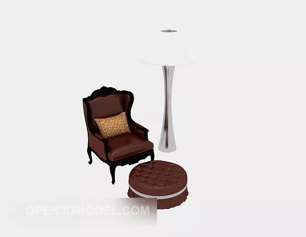 European Simple Leather Sofa 3d model European Simple Leather Sofa 3d model