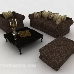 European Simple Pattern Combination Sofa 3d model