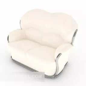 European Simple Rice White Double Sofa 3d model