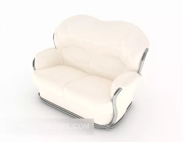 European Simple Rice White Double Sofa 3d model European Simple Rice White Double Sofa 3d model