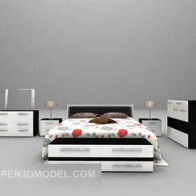 European Simple Style Bed Furniture 3d model