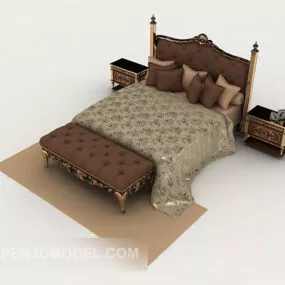 European Simple Style Double Bed 3d model