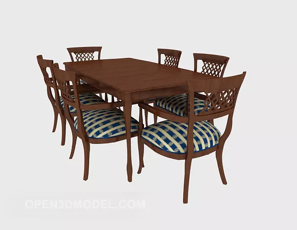 European Simple Dinning Table Furniture 3d model European Simple Dinning Table Furniture 3d model