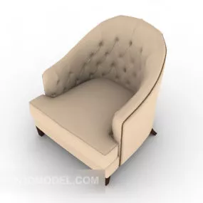European Simple Wooden Brown Single Sofa 3d model