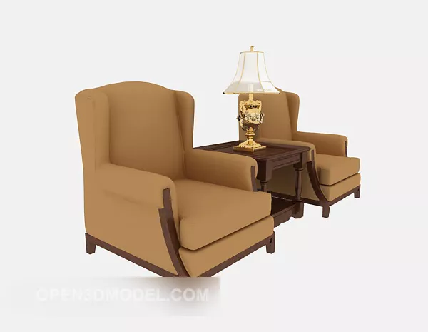 European Single Armrest Sofa With Table 3d model European Single Armrest Sofa With Table 3d model