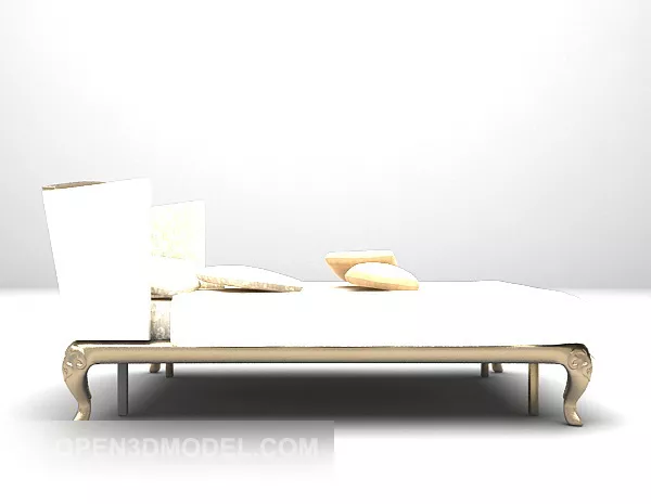 European White Single Bed Furniture 3d model European White Single Bed Furniture 3d model