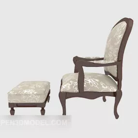 European Single Sofa Chair Stool 3d model