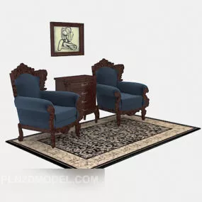 European single sofa table combination 3d model