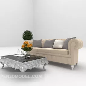 European Single Sofa Large Full Sets 3d model