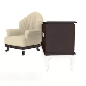 European Single Sofa, Side Table 3d model