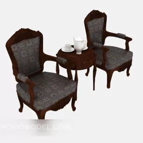 European Single Sofa Table Chair 3d model