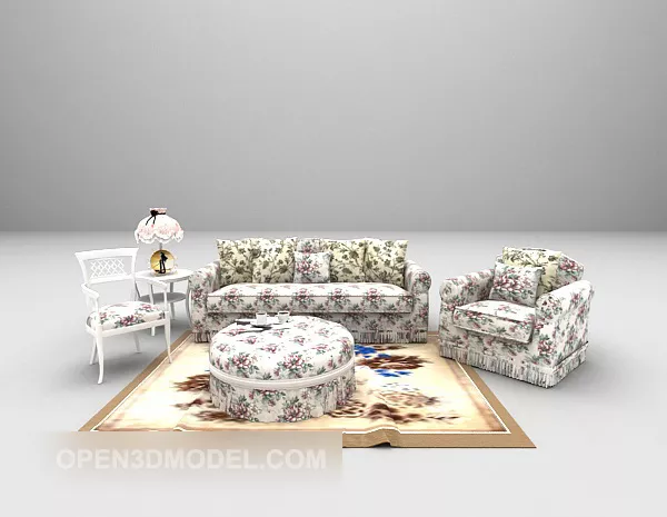 European Small Fresh Line Sofa Set 3d model European Small Fresh Line Sofa Set 3d model