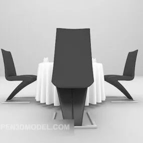 European Small Round Table With Chairs 3d model