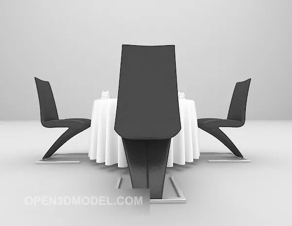 European Small Round Table With Chairs 3d model European Small Round Table With Chairs 3d model