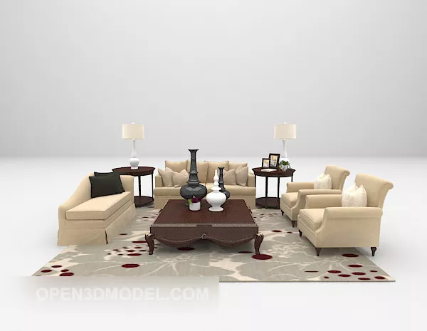 European Sofa Combination Free Furniture 3d model European Sofa Combination Free Furniture 3d model