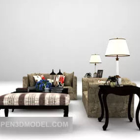 European Sofa Combination Vintage Style 3d model